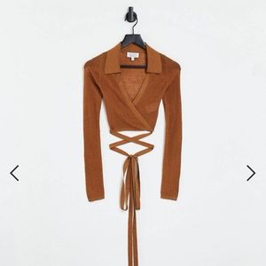 & Other Stories Cropped Criss Cross Tie Cardigan